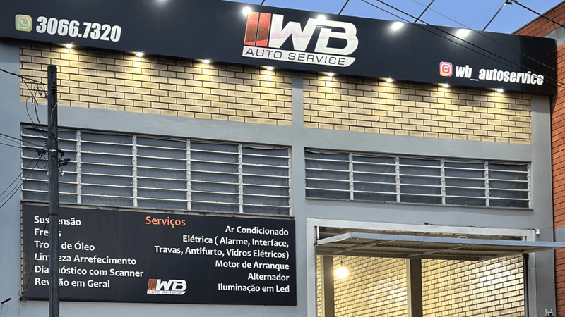 Fachada da WB Auto Service em Novo Hamburgo